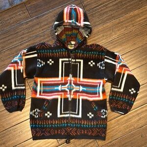 Colorful Hooded Jacket with Geometric Patterns